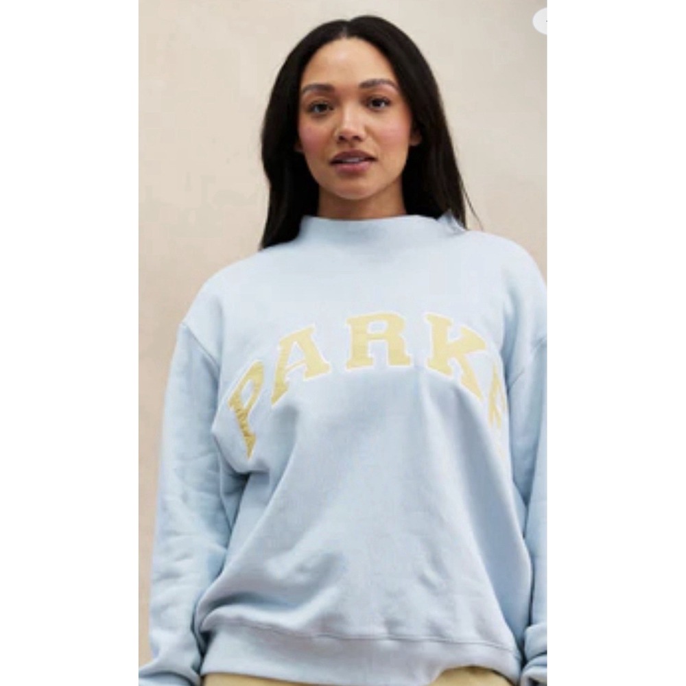 NWT PARKE Birthday Heritage Varsity Mockneck Blueberry Lemonade Sweatshirt XXL